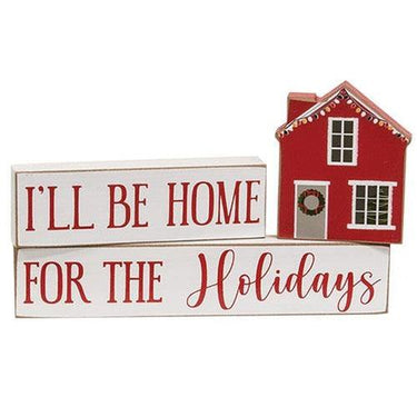 3 Set I'll Be Home For the Holidays Stacking Blocks - The Fox Decor